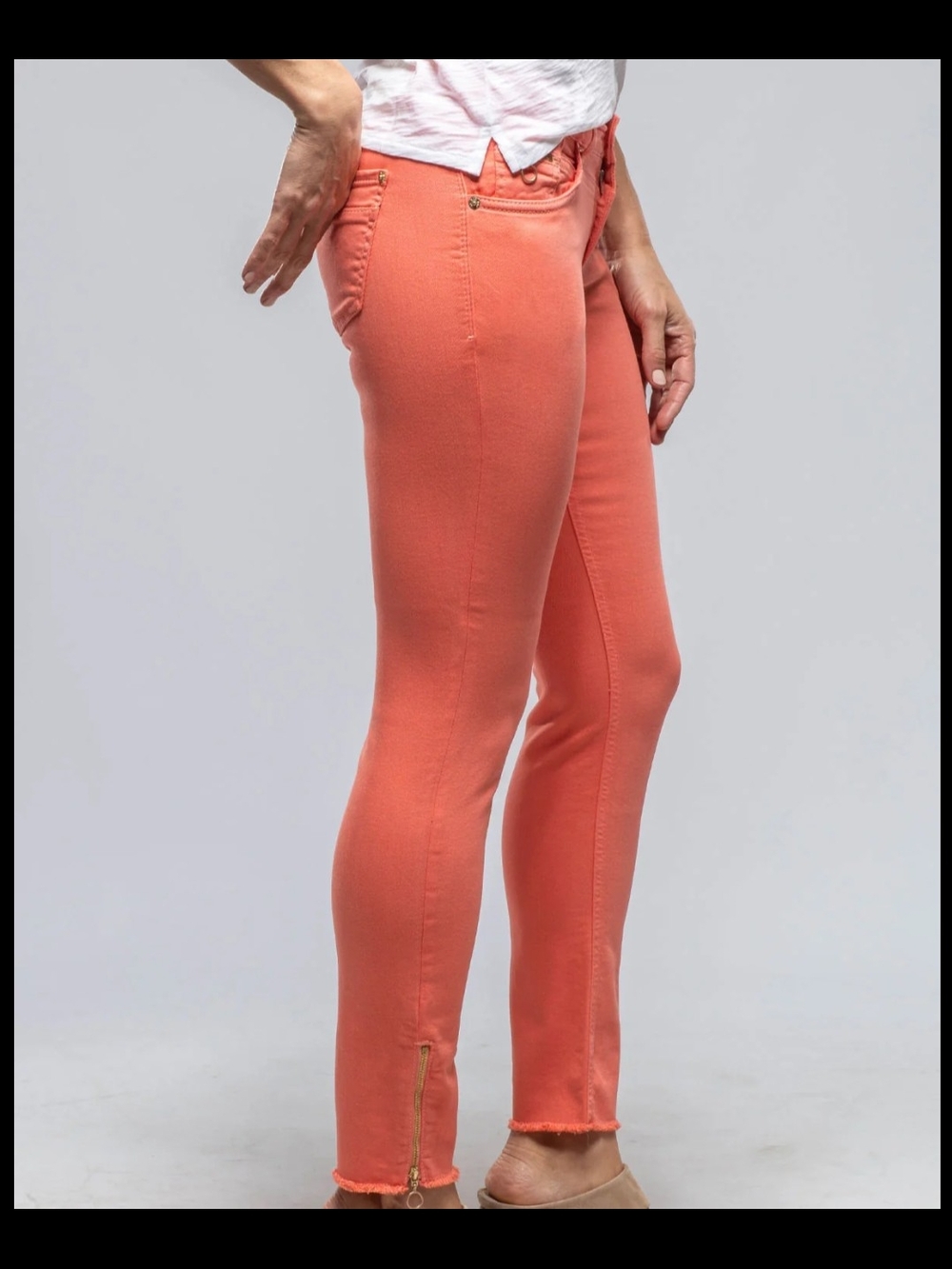 Rich & Skinny Coral-Peach Skinny Jeans with Ankle Zip